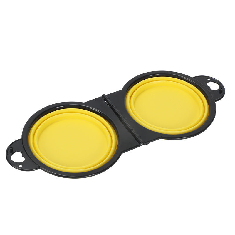 Silicone Portable Outdoor Pet Folding Out Feeder One Dog Bowl